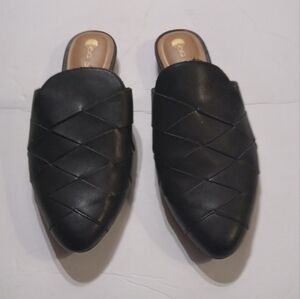 Big Buddha Academia Black Woven Bikercore Grunge Mule Open Back Shoes SZ 7